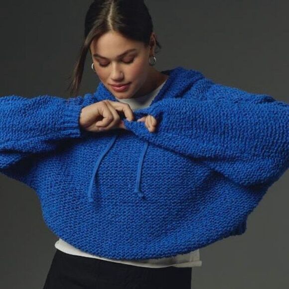 Pilcro Anthropologie Chuncky Knit Crop Sailcloth Hoodie - Women’s 2X - Picture 1 of 8
